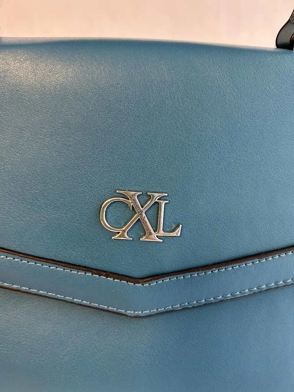 CXL By Christian Lacroix Art Deco Envelope Bag Womens Blue Faux Leather New